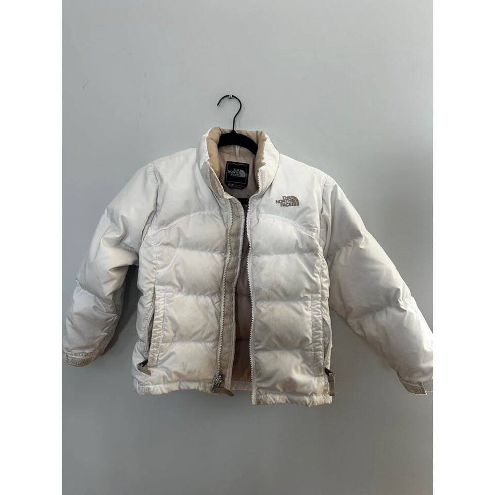 Girls North Face White Puffer Coat Jacket size small
